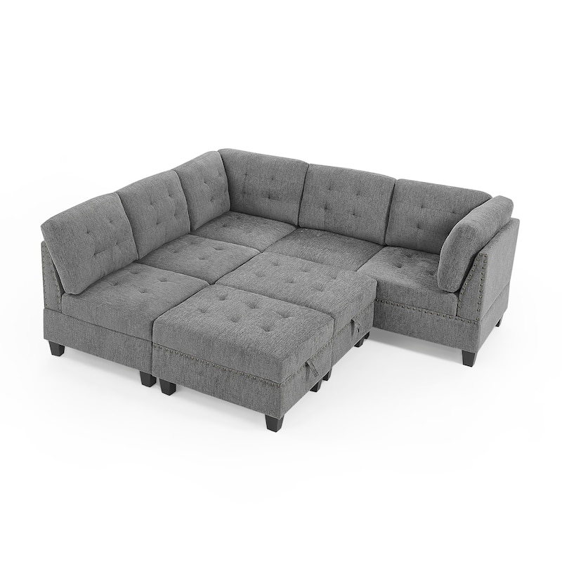 116" Deep Seat Modular Sectionals Sofa, Lshape Sectional Sofa with